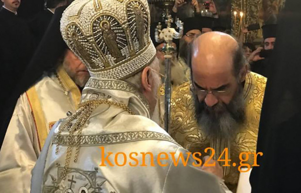 O πατρικός λόγος του Πατριάρχη, η αντιφώνηση του Μητροπολίτη Σύμης κατά την χειροτονία του