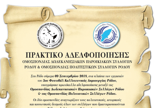 Αδελφοποίηση δύο Ομοσπονδιών της Ρόδου