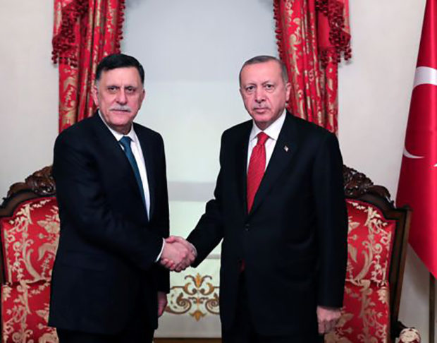 Turkish President Erdogan meets with Libya's internationally recognised Prime Minister Fayez al-Sarraj in Istanbul