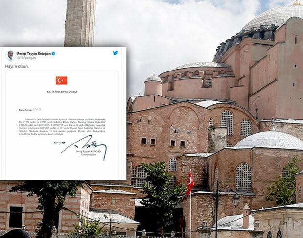 Αγία Σοφία: Υπέγραψε το διάταγμα ο Ερντογάν κι ευχήθηκε «καλορίζικο» το τζαμί