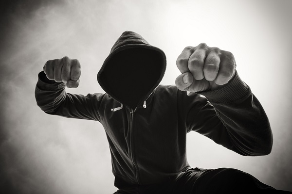 Being Punched And Mugged By Aggressive Violent Man On Street