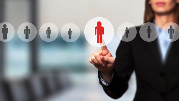 Businesswomen Hand Select New Employee From Electronic Interface