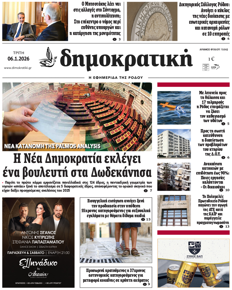 Πρωτοσέλιδο Δημοκρστικής