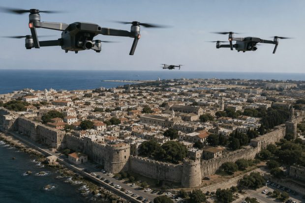 Drones πάνω από τα κεφάλια πολιτών και τουριστών στη Μεσαιωνική Πόλη! Σύστημα διαρκούς επιτήρησης πολιτών από ιδιώτη σχεδιάζει ο Δήμος Ρόδου! (audio)