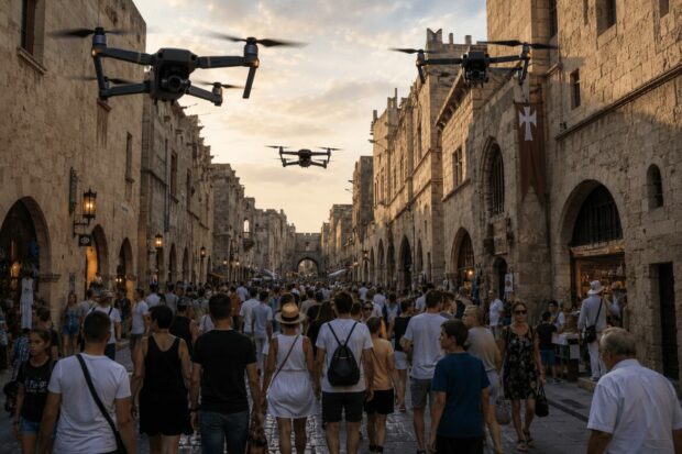 Drones πάνω από τα κεφάλια πολιτών και τουριστών στη Μεσαιωνική Πόλη! Σύστημα διαρκούς επιτήρησης πολιτών από ιδιώτη σχεδιάζει ο Δήμος Ρόδου! (audio)