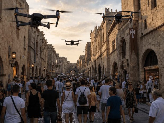 Drones πάνω από τα κεφάλια πολιτών και τουριστών στη Μεσαιωνική Πόλη! Σύστημα διαρκούς επιτήρησης πολιτών από ιδιώτη σχεδιάζει ο Δήμος Ρόδου! (audio)